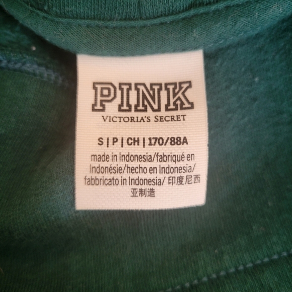 PINK Cowl Neck Green Sweatshirt Size Small - Picture 4 of 4